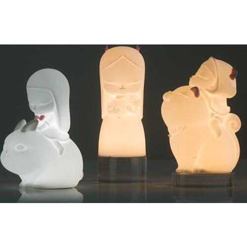 Good dream lamp genuine white night fairy tale cat moonlight rabbit bedroom bedside rechargeable eye night light