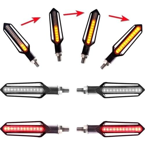 Universal 4Pcs 24LED Motorcycle waterproof DRL Light Brake Strobe Light Flowing Turn Signal Lights for Motorcycle with 10mm Bolt