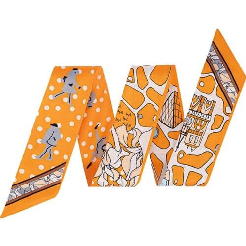 Narrow Handbag Handle Wrap Ribbon Neckerchief Scarf for Women Headband,Breathable Digital Printed Scarves with Gift Packed