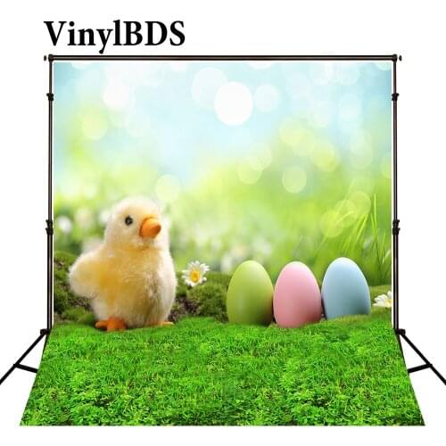 VinylBDS Family Background Color Eggs Green Grass Photography Baby Backdrop Blue Sky Sunshine Chick Digital Studio Background