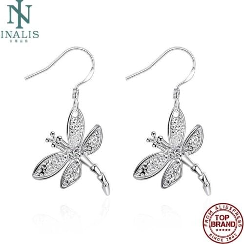 INALIS Dragonfly Dangle Earring Silver Plated Drop Earrings Friends Christmas Gift Fashion Earrings For Women 2020 Statement