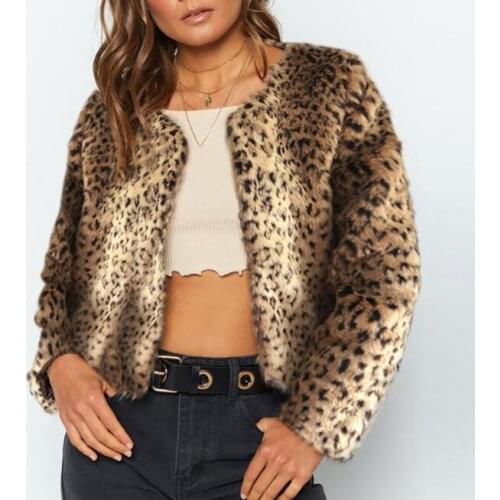 Long sleeve Leopard faux mink leather jacket womens winter thicken warm fur leather coat women jackets jaqueta de couro B65