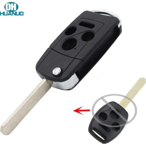 3+1/4 BUTTON FLIP KEY CASE UPGRADE FOR Honda ACCORD CIVIC JAZZ HRV CRV REMOTE KEY SHELL UNCUT