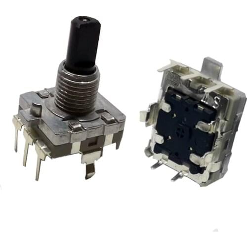 2 pcs 360 Degree Rotary Emcoder Switch EC16 Encoder Audio Coding 5pin 24 position Handle long 15MM push Switch