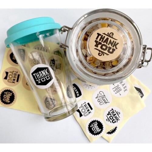 90pcs/lot THANK YOU 9 Design mixed Kraft Paper Seal Sticker bakery cake Paper Packaging Label