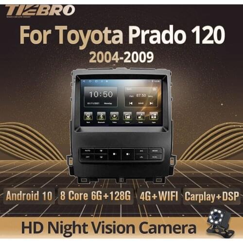 Tiebro Car Radio For Toyota Land Cruiser Prado 120 2004-2009 Car Stereo Bluetooth Player Carplay 2DIN Android10.0 Som Automotivo