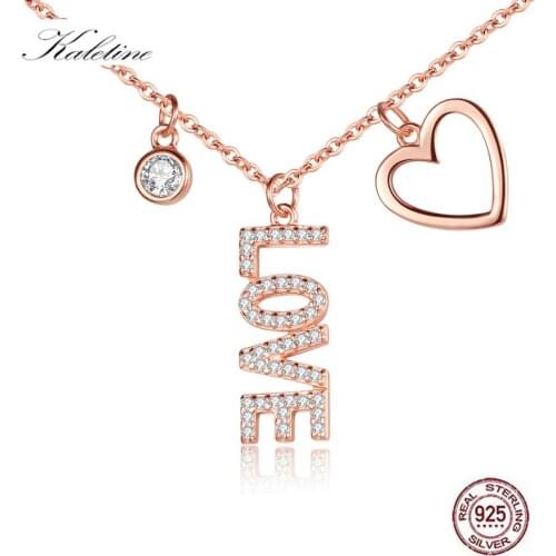 Kaletine 925 Sterling Silver Name Necklace Women Love & Dream & MAMA Pendant Lucky AAA Zircon Letter Star Moon Jewelry Choker