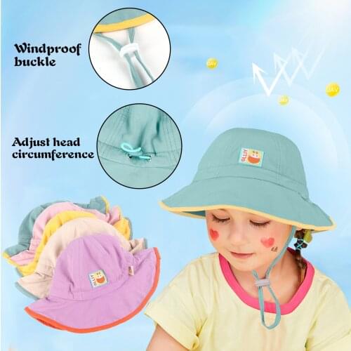 Hot Sale High Quality Children Adjustable Sun Hat Outdoor Anti-UV Cartoon Pattern Summer Boys Girls Kids For Dropshipping