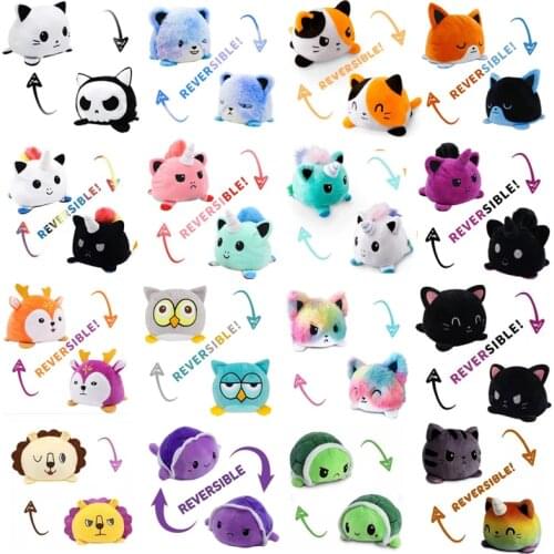 Reversible Turtle Cat Gato Plush Child Toys Chirdren Kids Birthday Peluche Doll Flip Pulpo Double-sided Plush Toy Gift
