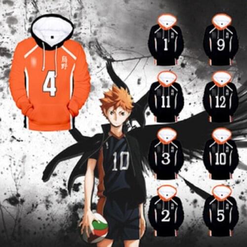 Haikyuu!! Cosplay New Anime Volleyball Youth 3D Digital Sweater Hooded Sports Spring Autumn Unisex Jacket Hoodies
