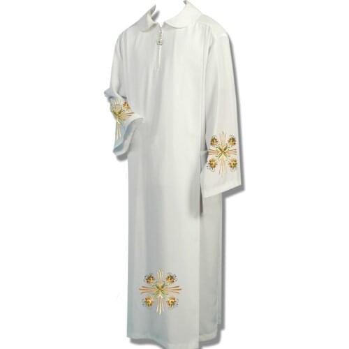 Clergy Robes Catholic Church Utensils Priest Robe White Church Gown Costume Christian Religious Etiquette Supplies