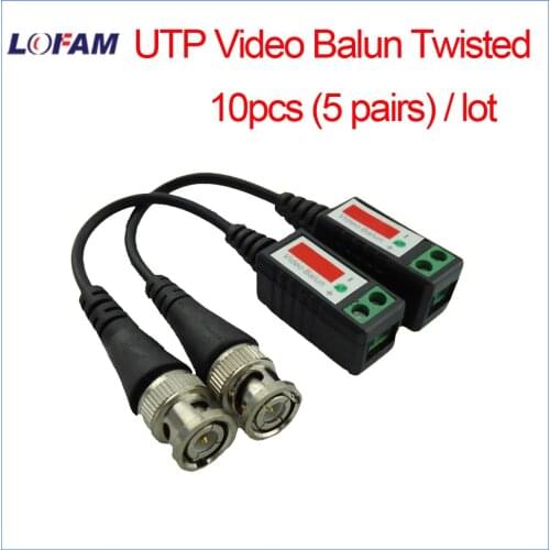 LOFAM 10pcs 5pair 3000FT Distance UTP Video Balun Twisted CCTV camera Balun Passive Transceiver BNC Cable Cat5 CCTV accessories