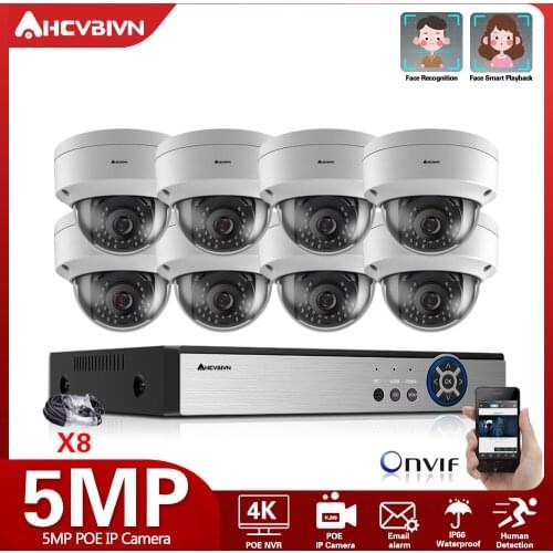H.265+ 8CH 4K POE NVR Kit CCTV Home Security System Outdoor Dome Weatherproof Explosion proof IP Camera Video Surveillance Set