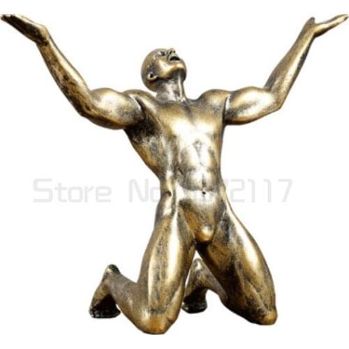 Creative Body Sculpture Black/gold Resin Ornaments Abstract Art Figure Figurines Home Bookcase Retro Furnishings Christmas Gifts