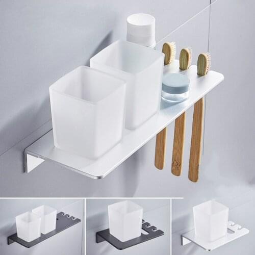 Cup Tumbler Holders Double Toothbrush Tooth Cup Holder Cups Wall-mount Bathroom Accessories Bath Hardware Set Cup Holder