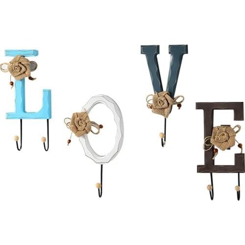 Fashion Wall Hooks Key Holder Set DIY Wall Hanging Wooden Hooks Decorative 3D Door Art Craft Hooks For Living Room Coffee Shop