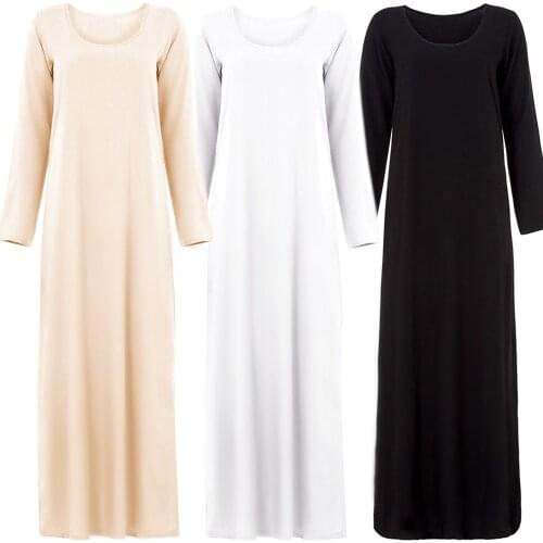 Islamic Clothing Womens Abaya Inner Muslim Long Sleeve Dress Arabic Dubai Turkish Women Clothes