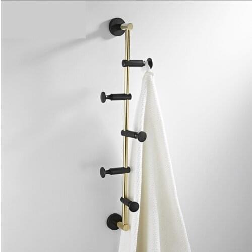 Wall Mount Towel Rack Solid Brass Coat Hooks with 3/4/5/6 Hooks for Hats, Scarves, Clothes Handbags Adjustable Bathroom Shelves