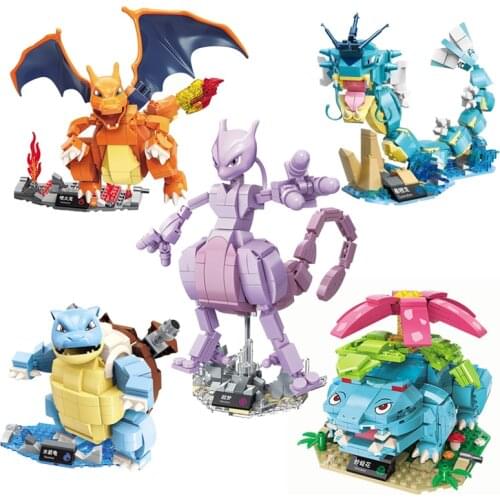 NEW Anime Series Pokemon Model Set Blastoise Venusaur Charizard Gyarados Mewtwo DIY Sets Building Blocks Toys Kids Gift