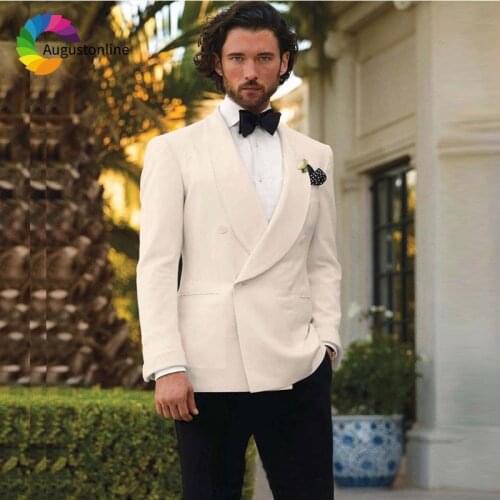 Slim Fit Wedding Men Suits Groom Wear Tuxedos with Shawl Lapel 2 Pieces (Jacket+Pants) Bridegroom Suits Best Man Costume Homme