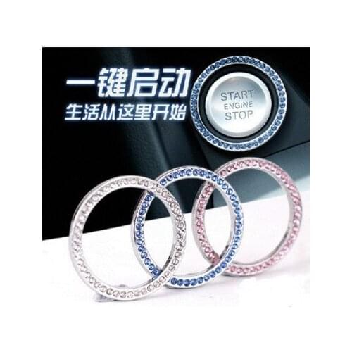 One button Start up Button Decorative Ring Automotive Supplies Hand drilled Crystal Ignition Ring Insert Jewelry