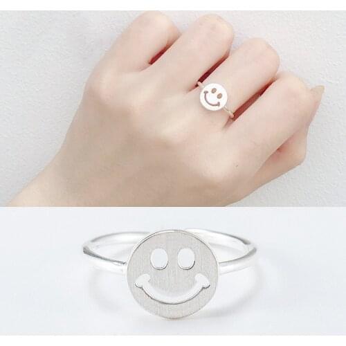 Original Design Smile Face Finger Ring Simple Rings for Women Wedding Engagement Jewelry Gifts