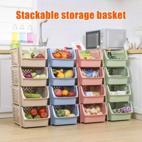 Newest Stackable Storage Basket Organizer Food Snacks Toys Toiletries Plastic Storage Bins