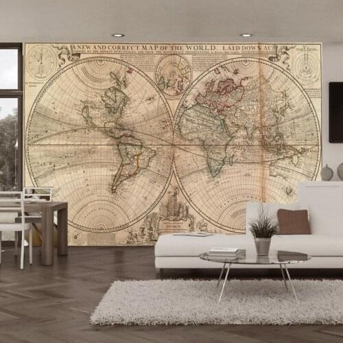 Custom 3d mural European Retro World Map Navigation Chart mural decoration painting living room restaurant wallpaper
