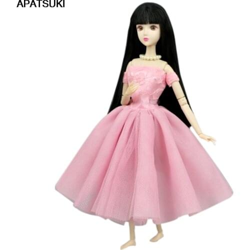 Pink Fashion Doll Clothes For Barbie Dress Gown Short Dresses For Barbie Doll Outfits 1/6 Dolls Accessories Kids Toys