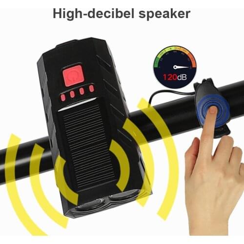 Solar Bicycle Light Waterproof USB Rechargeable Cycling Headlights Ultra-light Road Bike Light 400Lum Front Lamp With Bike Bell