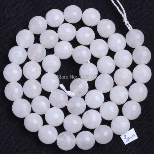 High Quality 8mm Pretty Natural White Jades Faceted Round Shape DIY Gems Loose Beads Strand 15" Jewelry Making w1674