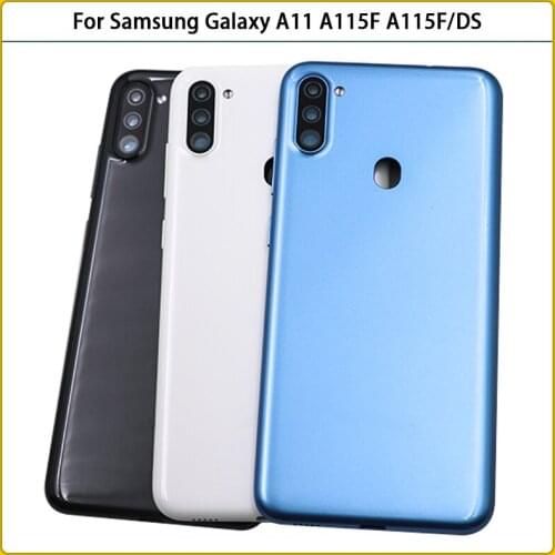 10pcs For Samsung Galaxy A11 A115F A115F/DS Battery Back Cover Rear Door Chassis Housing Case + Camera Frame Lens Logo Replace