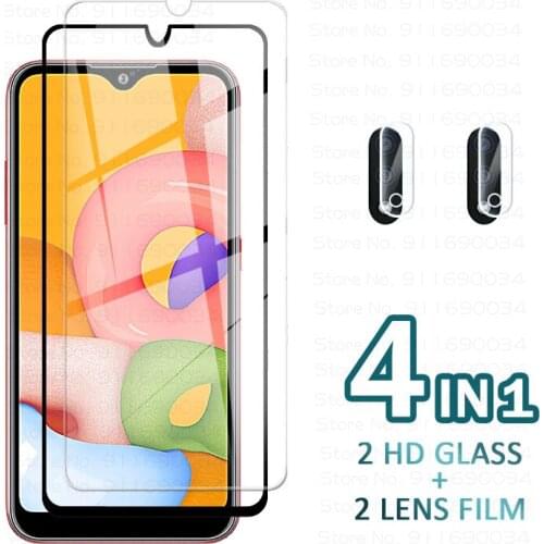 Tempered Glass for Samsung Galaxy A01 Screen Protector Glass on For Samsung A 01 A015F Protective Camera Lens 5.7" Film