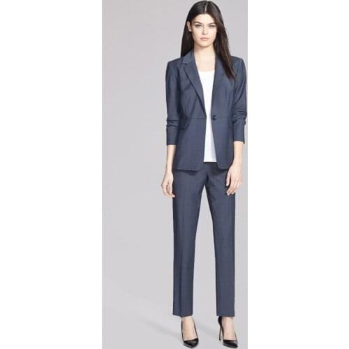 2015 New 2 Piece Set Female Fashion Outwear Jacket + Pants Custom made Gray Comfortable Women Business Suits Formal Office Suits