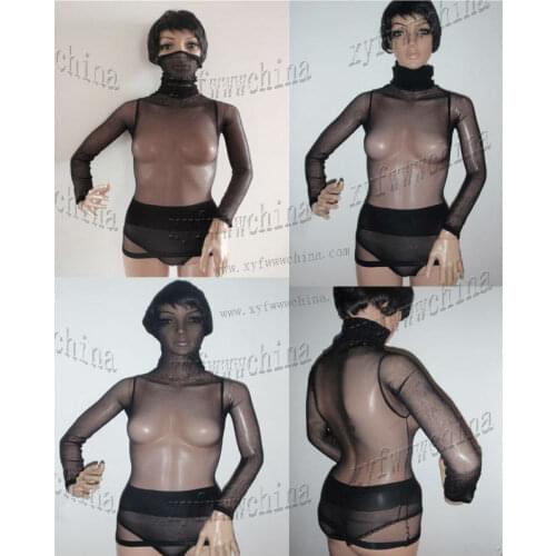 Long-sleeved turtleneck heap wrapped head collar lingerie /bodystocking/boysuit SW14A012