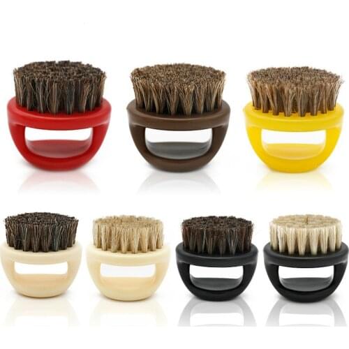 1PC of Plastic Handle Horsehair Bristle Shaving Brush Plastic Portable Hairdresser Beard Brush Salon Facial Cleaning Razor Brush