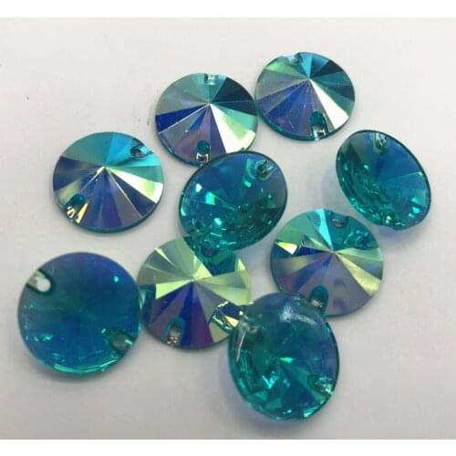 14mm 10pcs Waterdrop flat transparency base color AB Rhinestone Beads, Sew On Garment Dress Jewelry DIY Wedding Decoration
