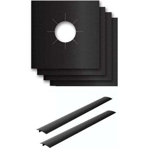 4PCS 0.2mm Stove Burner Covers Gas Range Liners And 2PCS Gap Filler Seals Heat Resistance Non-stick Easily Cleaned