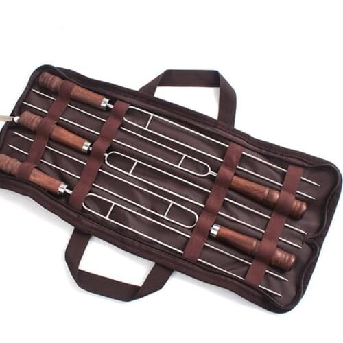 5pcs Stainless Steel BBQ Meat Sticks Long Chef Grill Food Holders Skewers Needle Prongs For Barbecue Party Skewers Shipping