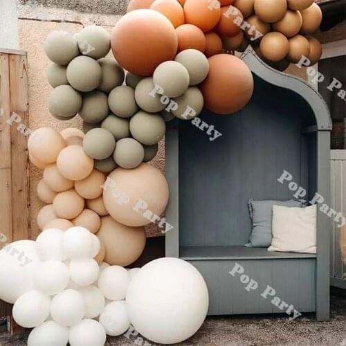 90pcs Cocoa Brown Balloons Garland Arch Coffee Double Tan Globas kits Birthday Wedding Baby Shower Party Decor Supplies