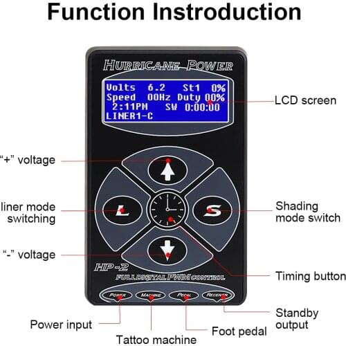 Newest Professional Black HP-2 Tattoo Power Supply Digital Dual LCD Display Tattoo Machine Accesorios Free Shipping