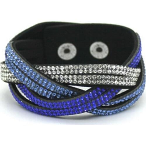 1 pc/lot 2018 New Arrival Fashion Jewelry 6 Layer Wrap Bracelet Slake Leather Bracelet With Rhinestone Crystal For Women1625