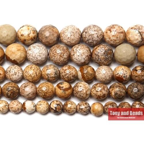 New Arrival Faceted Picture Jaspers Beads 15" Strand 6 8 10 mm Pick Size For Jewelry Making J7