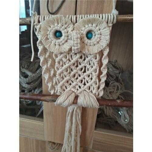 Pure hand woven cotton rope color mural wall ornaments and crafts owl retro style Home Furnishing decoration