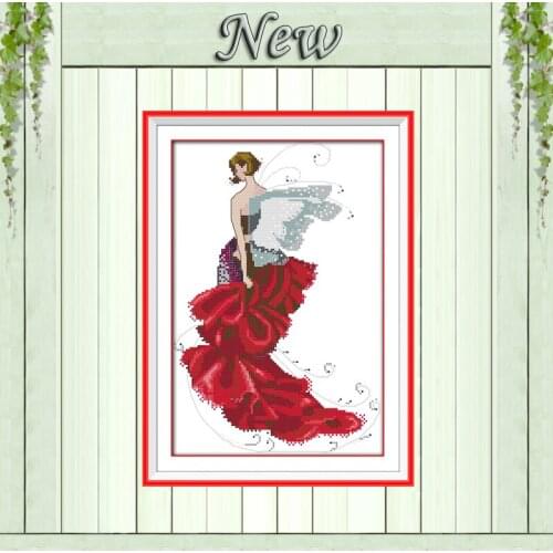 Flower fairy beauty girl elf painting counted print on canvas DMC 14CT 11CT chinese Cross Stitch Needlework Sets Embroidery kits