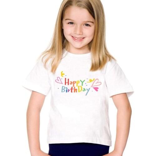 Kids Tshirts Birthday Outfits Childrens T-shirt Toddler Boy Girl Tees White Cotton T shirt Child Teens Tops Spring Clothes Gift