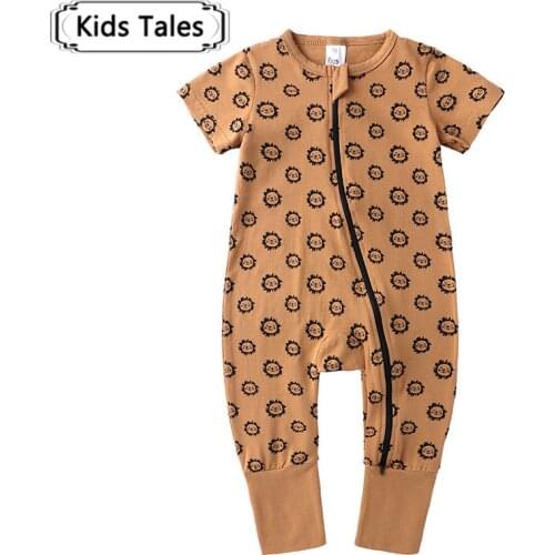 Unisex Baby Rompers Cotton 0-24M Boy Clothes Newborn summer Jumpsuit cartoon lion Clothing Soft zipper Infant Pajamas Body Suit