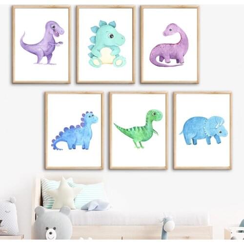 Dinosaur Cute Tyrannosaurus Prehistoric Animal Wall Art Canvas Painting Nordic Posters And Prints Wall Pictures Kids Room Decor