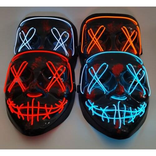 Halloween Scary Glowing Mask Demon Slayer Neon LED Mask For Masquerade Halloween Party Adult Children Mask Bar Decor Horror Prop