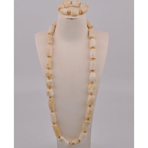 Good Quality White Coral Beads Bridal Necklace Set Accessory Fashion Natural Coral Jewellery Groom Jewelry Set Free Ship 1-A-05